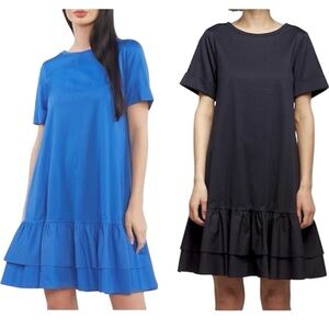 Chicos Crew neck Tiered Midi Dress Drop waist poplin ruffle Bundle Size 2